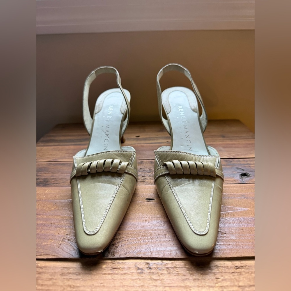 Rene Mancini Leather Slingback Heels